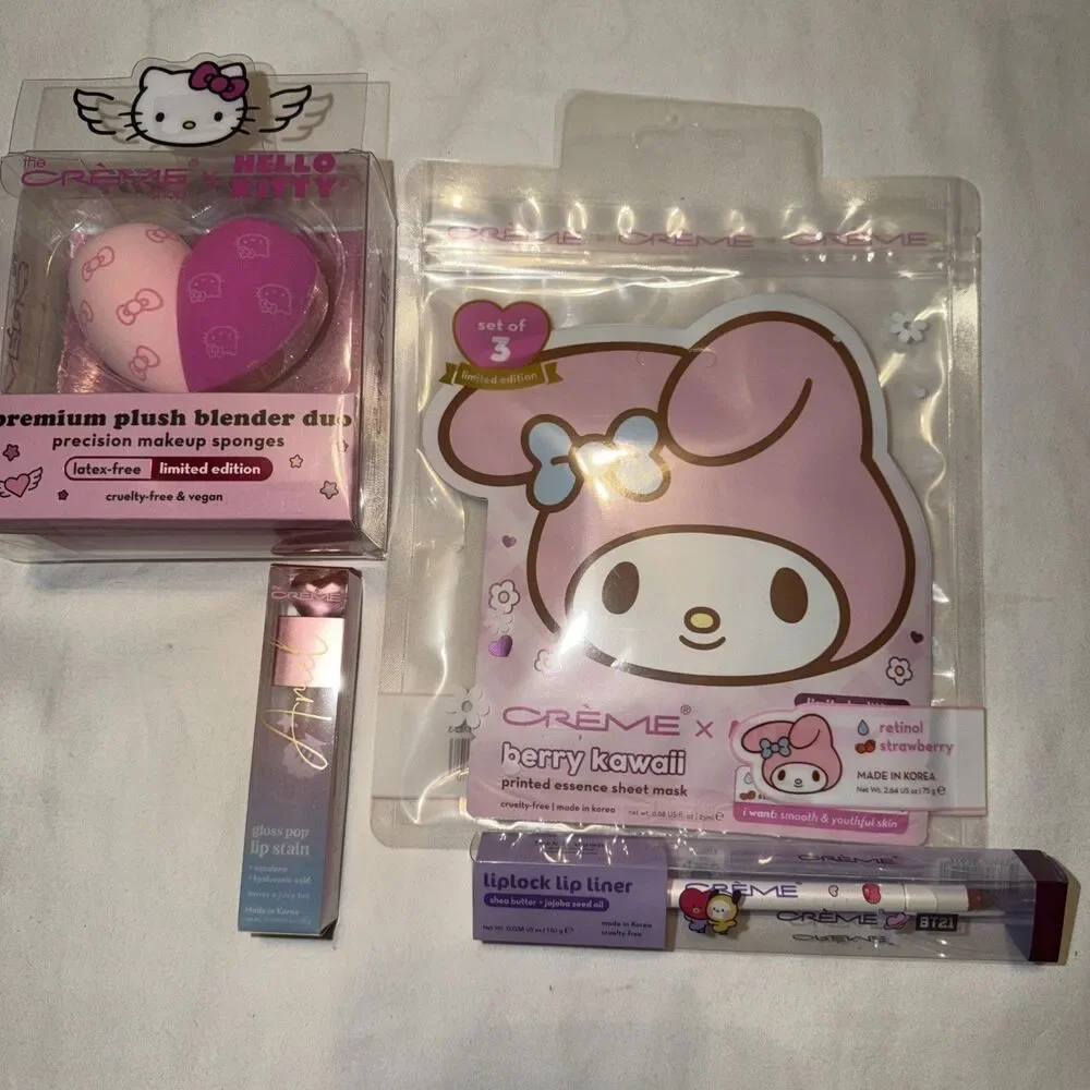 Hello Kitty Premium Plush Blender Duo Creme Shop MakeupSponge, Lip Stain,ETC New